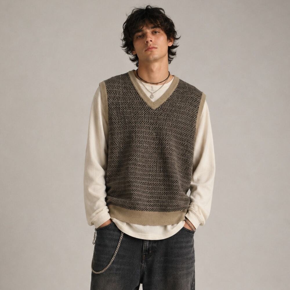 Vintage 90s Dockers V-Neck Sweater Vest XL Grunge Academia Preppy Ivy League
